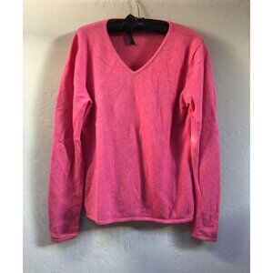 SOJRN Womens Large Cashmere Knit V-Neck Sweater Pullover Long Sleeve Pink Casual